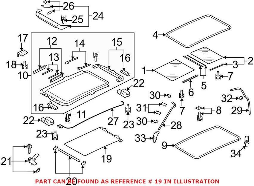 VW Sunroof Cover 1K9877307D7S0